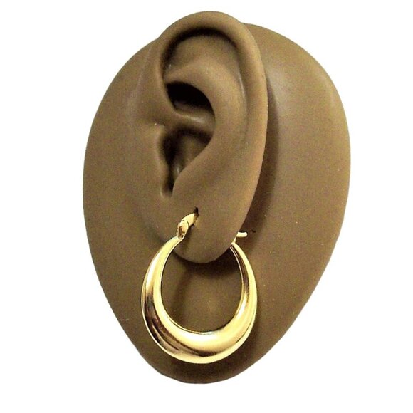 1 Inch 27mm Hoop Gold Tone Pierced Post Earrings - Picture 5 of 5